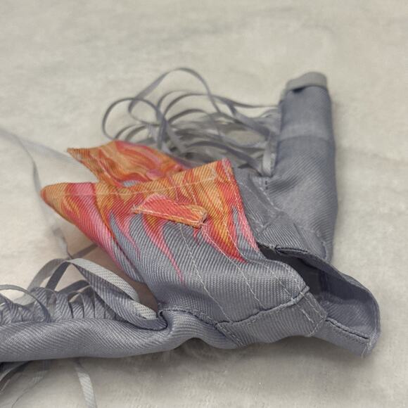 Barbie Extra #5 Doll Outfit Coat Accessory Denim Jean Jacket Fringe Sleeve Flame - Picture 3 of 7